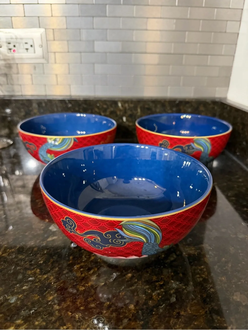 Williams Sonoma Lunar New Year Porcelain Noodle Bowl | 7” Gold Rim